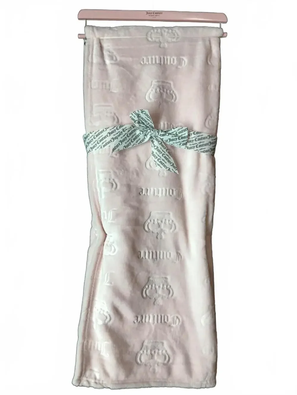 Juicy Couture Light Pink Embossed Plush Throw Blanket Crowns 60x70 NWT Coquette